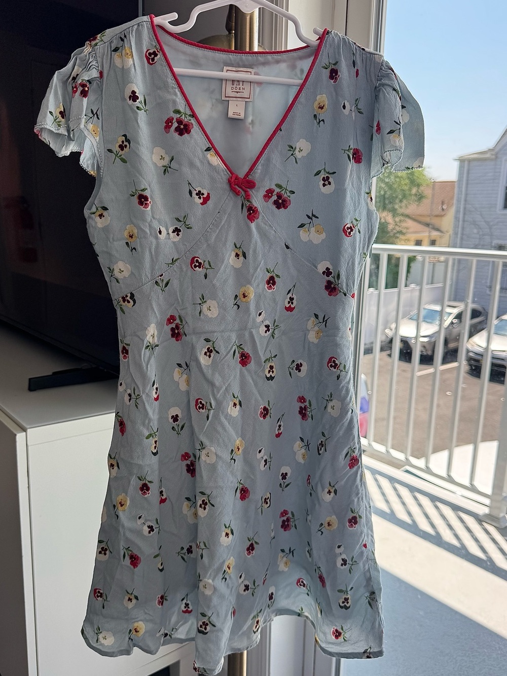 Gap x DÔEN Kids Floral Dress Dublin Blue Flutter Sleeve Size | Large - Picture 2 of 7